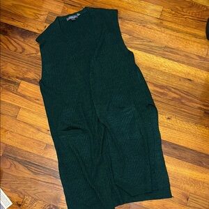 Dark Green Sleeveless Long Kimono Cardigan